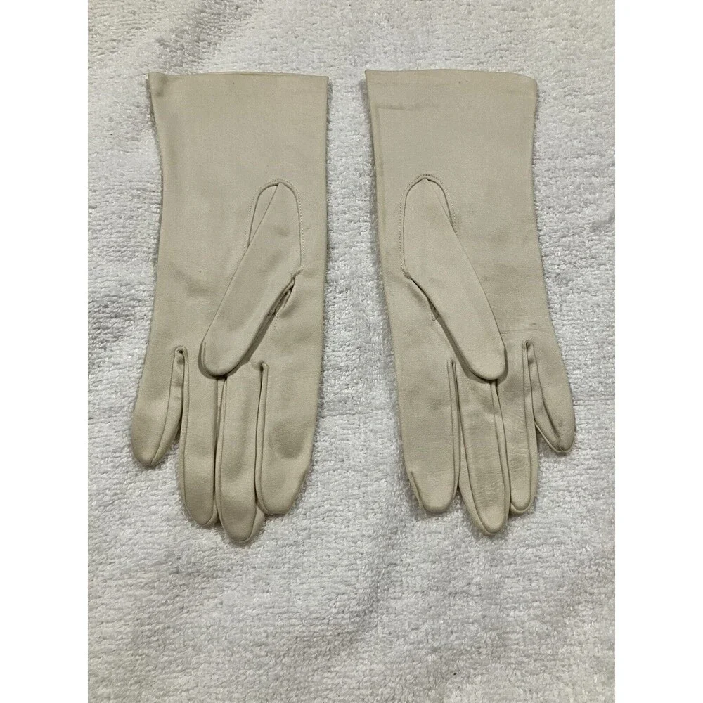 Vintage Hansen Ladies Church Gloves White 10” Wedding Prom Special Occasion